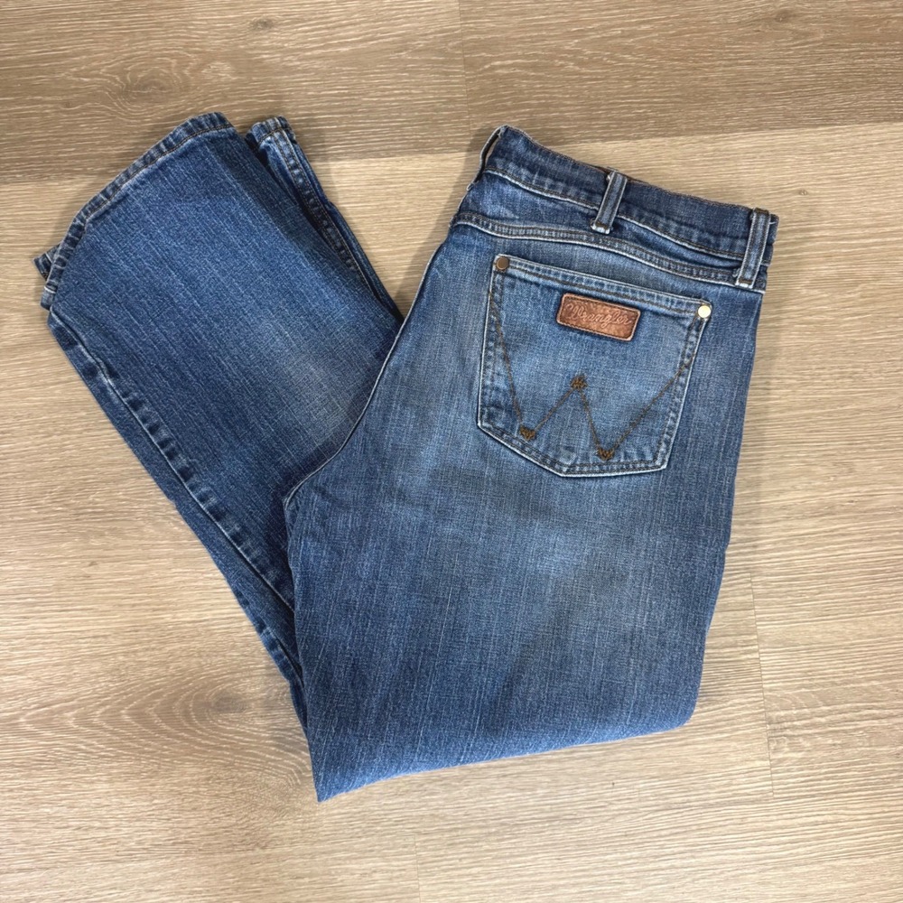 Wrangler Retro Jeans Mens 38x31 Blue Relaxed Fit Bootcut Stretch Denim WRT20JH